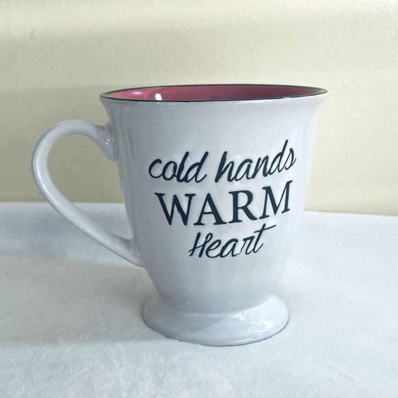 Cold Hands Warm Heart Coffee Mug Cup Tea Pedestal Coffee Cup Cocoa - Picture 1 of 8
